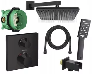 Hansgrohe Ecostat nástenná vaňová a sprchová batéria, čierna